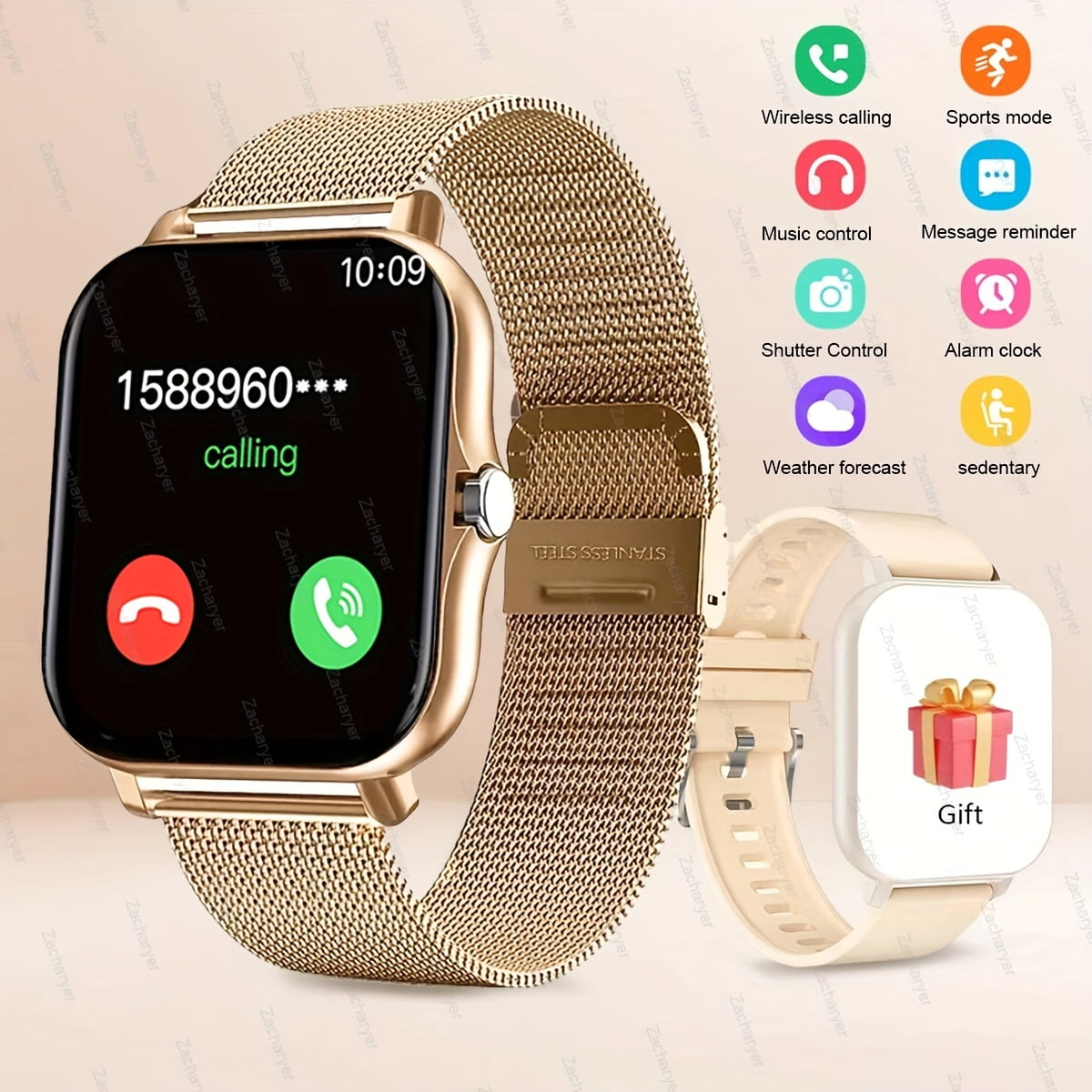 Smart Watch for Men & Women with Bluetooth Calls, 1.7" Touchscreen, Fitness Tracker (Heart Rate/Sleep Monitor), 100+ Sports Modes, 7-Day Battery, iPhone/Android Compatible, Metallic Design