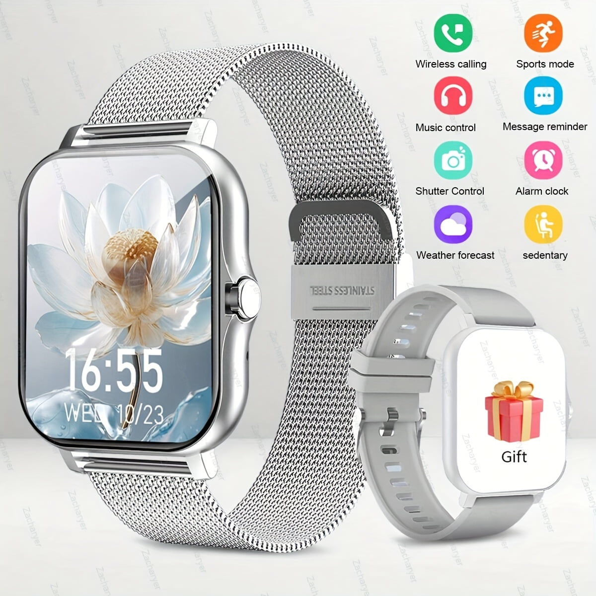 Smart Watch for Men & Women with Bluetooth Calls, 1.7" Touchscreen, Fitness Tracker (Heart Rate/Sleep Monitor), 100+ Sports Modes, 7-Day Battery, iPhone/Android Compatible, Metallic Design