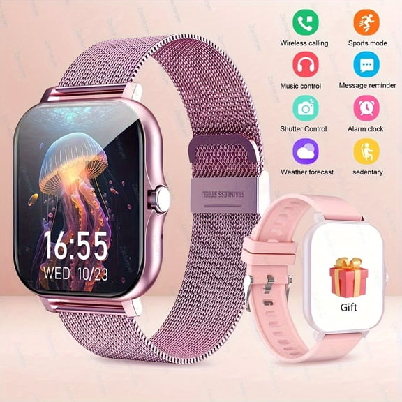 Smart Watch for Men & Women with Bluetooth Calls, 1.7" Touchscreen, Fitness Tracker (Heart Rate/Sleep Monitor), 100+ Sports Modes, 7-Day Battery, iPhone/Android Compatible, Metallic Design