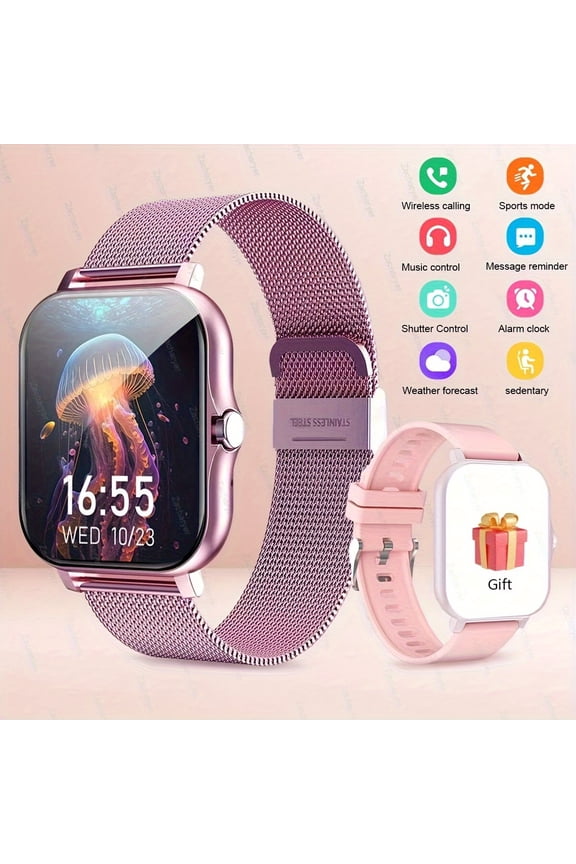 Smart Watch for Men & Women with Bluetooth Calls, 1.7" Touchscreen, Fitness Tracker (Heart Rate/Sleep Monitor), 100+ Sports Modes, 7-Day Battery, iPhone/Android Compatible, Metallic Design