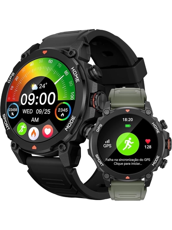 Smart Watch for Men Women, GPS Military 1.43" Fitness Tracker Watch, 15-Day Battery, 5ATM Waterproof, 150+ Sports Modes, Outdoor Altimeter, Barometer, Compass Smartwatch for Android iPhone Compatible