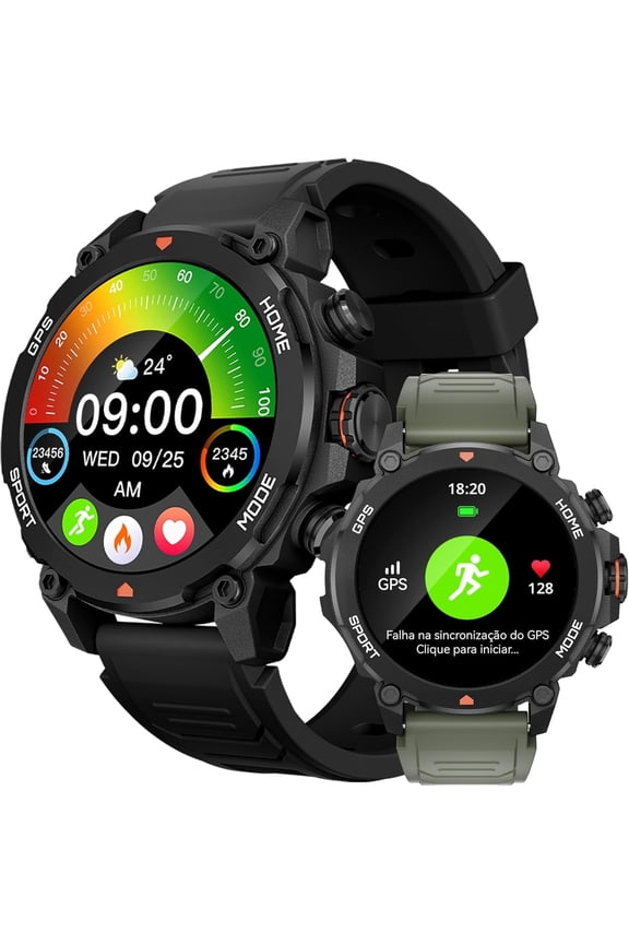 Smart Watch for Men Women with GPS, 1.43" AMOLED Display Fitness Tracker with Bluetooth Calling, 5ATM Waterproof, 450mAh Battery, Sleep Tracking, 150+ Sports Modes for Hiking Cycling Trail Running