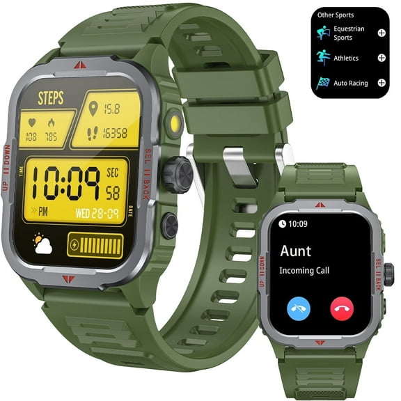 Smart Watch for Men and Women, Smart Watch 1.85 Inch HD Health Monitoring Watch with Multiple Sports Modes IP67 Waterproof Activity Tracker for Android/ iOS (Green