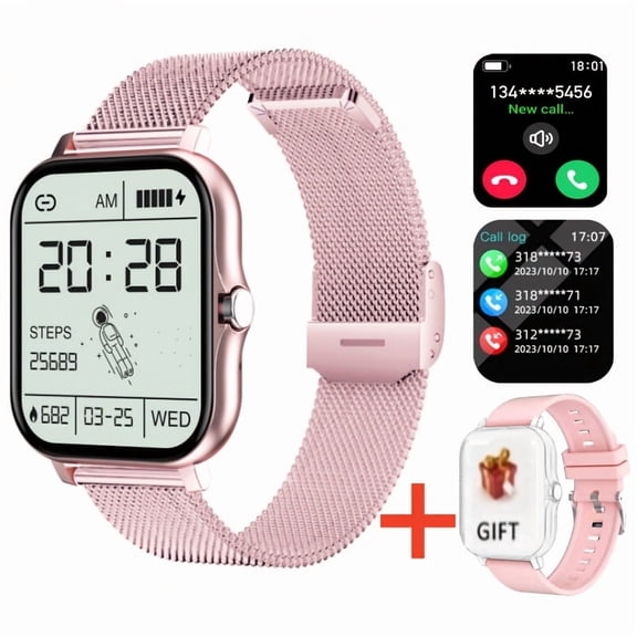 Smart Watch, Men's/Women's Watch, Call and Message Reminders, DIY Dial, Large Screen Display, Sports Pedometer and Other Modes for Fitness Exercise, Suitable as Holiday and Birthday Gifts