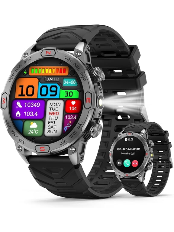 Smart Watch for Motorola Moto G Stylus 5G (2024) - AMOLED 1.43" Display with LED Flashlight, Outdoor Smartwatch with Compass/Altitude/Air Pressure, Waterproof Fitness Tracker Watch