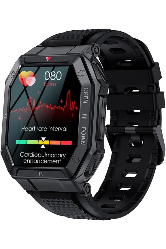Smart Watch for Samsung Galaxy Z Fold2 Military Smart Watch for Men (Answer/Make Call), 1.85in HD Tactical Sports Rugged Smartwatch, Fitness Tracker Watch for Android/iOS Phones - Black