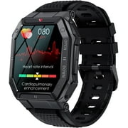 Smart Watch for Samsung Galaxy Z Fold2 Military Smart Watch for Men (Answer/Make Call), 1.85in HD Tactical Sports Rugged Smartwatch, Fitness Tracker Watch for Android/iOS Phones - Black
