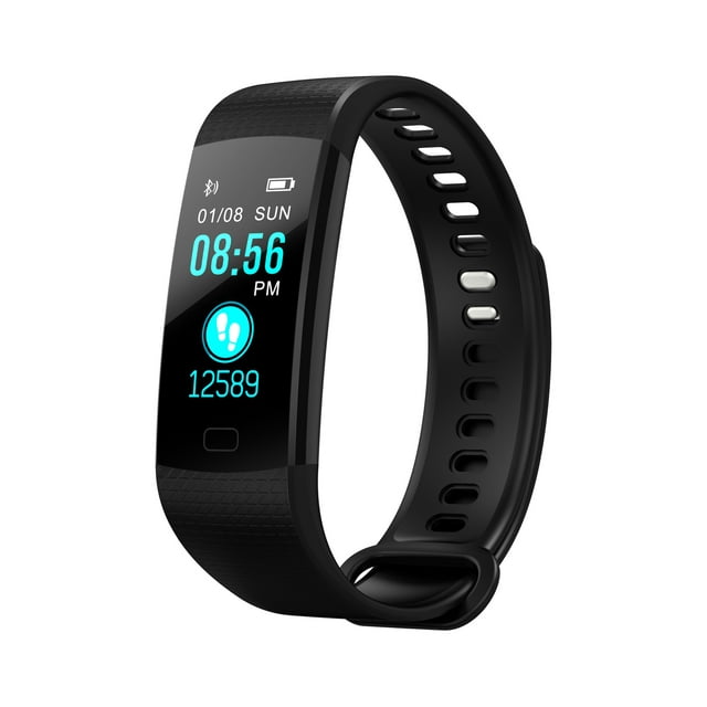 Smart Watch Slim Fitness Tracker Heart Rate Monitor, Gym Sports Tracker Watch, Pedometer Watch with Sleep Monitor, Step Tracker (BLACK)