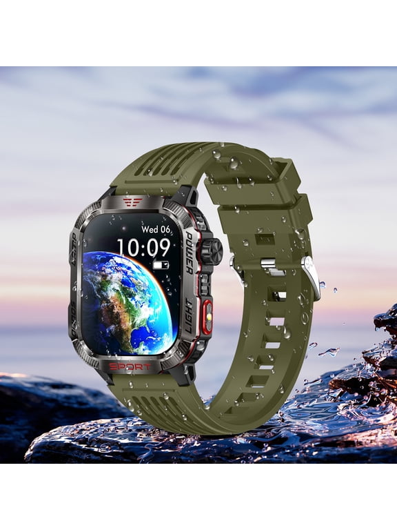 Smart Watch, Smart Watches for Men, HT29 Smartwatch Outdoor Sports LED Lamp Banknote Detection Lamp Call Altitude Barometric Pressure Bracelet, Smart Watches for Women(Green)