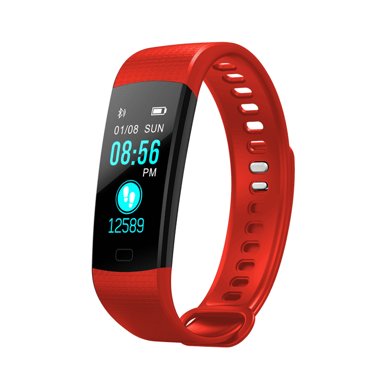 Smart Watch Unisex Fitness Tracker Heart Rate Monitor Gym Sports Tracker Watch Pedometer Watch with Sleep Monitor Step Tracker RED