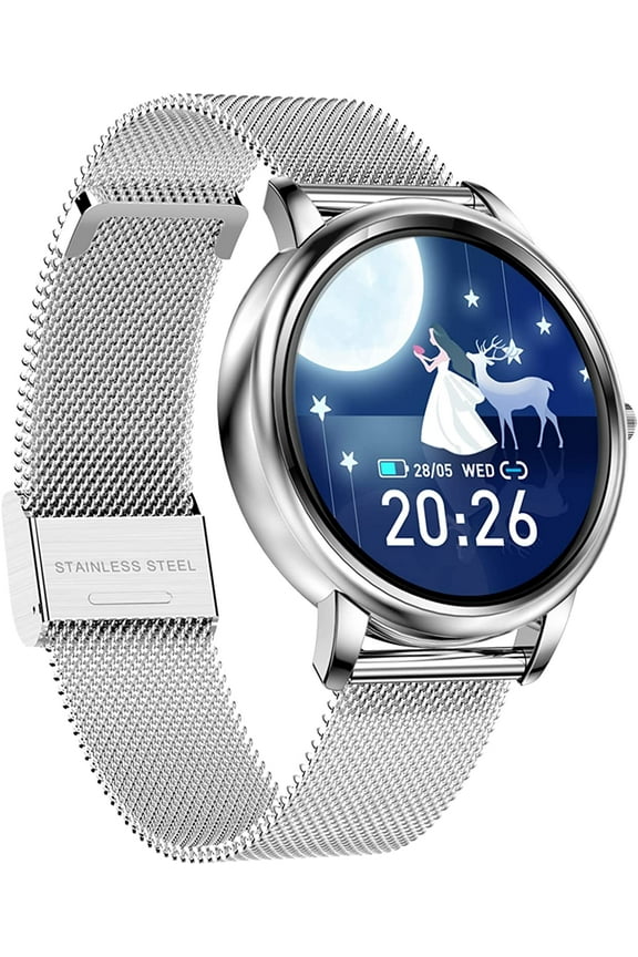 Smart Watch for Women 1.01 Inch Touch Screen Fitness Tracker Watch IP67 Waterproof Smartwatch with Incoming Call and Stopwatch, Step Counter Sport Running Watch for Android and iOS,Silver