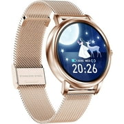 Smart Watch for Women 1.01 Inch Touch Screen Fitness Tracker Watch IP67 Waterproof Smartwatch with Incoming Call and Stopwatch, Step Counter Sport Running Watch for Android and iOS,Gold