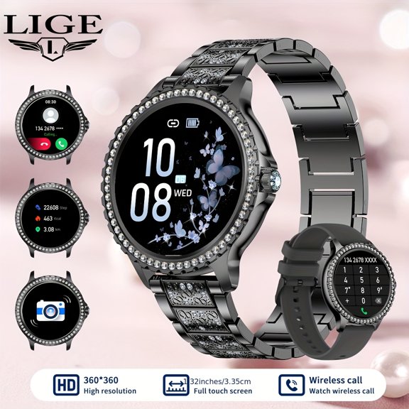 Smart Watch for Women 1.32-Inch HD Smartwatch with Wireless Call Fitness Tracker High Quality with 20 Sports Modes Exclusive Dials Smart Watches for iPhone Android Golden