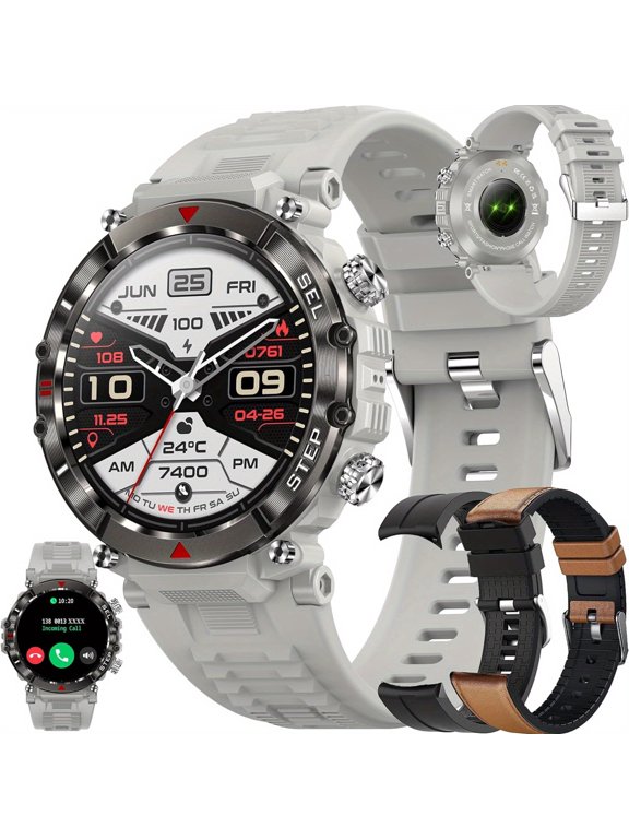 Smart Watch for Men, 1.39" HD Touchscreen, Bluetooth Calling (Answer/Make Calls), 10-Day Standby, IP67 Waterproof, Fitness Tracker Compatible with Android & iPhone  Perfect Gift for Her(3 Strap)