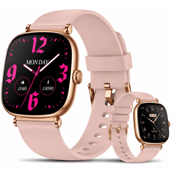 Smart Watch for Women, 1.70" AMOLED Touchscreen Fitness Tracker with Bluetooth Calls(Answer&Make), SmartWatch Fits for Android and iPhone, IP68 Waterproof, 100+ Sport Modes Smart Watches, Pink