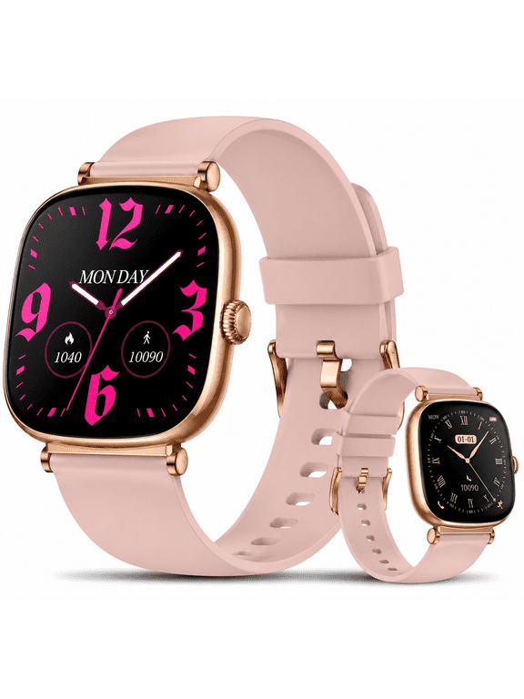 Smart Watch for Women, 1.70" AMOLED Touchscreen Fitness Tracker with Bluetooth Calls(Answer&Make), SmartWatch Fits for Android and iPhone, IP68 Waterproof, 100+ Sport Modes Smart Watches, Pink