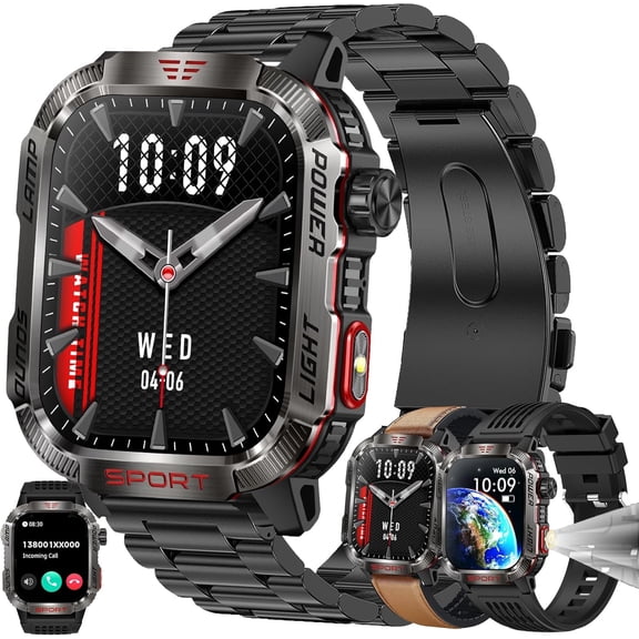 Smart Watch for Women, 2.01" HD Touchscreen, Bluetooth Calling (Answer/Make Calls), 10-Day Standby, IP68 Waterproof, Fitness Tracker Compatible with Android & iPhone  Perfect Gift for Her(3 Strap)