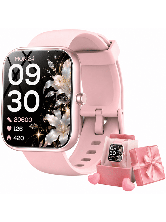 Smart Watch for Women with Alexa Built-in, Bluetooth Calling, 1.83" HD Touch Screen Fitness Tracker, 120+ Sports Modes, Compatible with Android IPhone, Pink