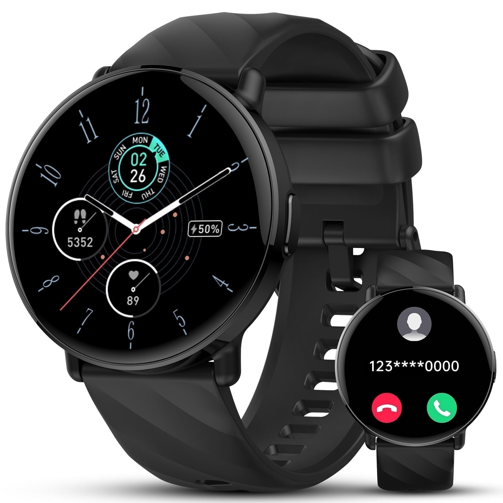 AI Smart Watch for Men Android iphone, 1.39" Touchsreen Fitness Tracker with Bluetooth Call, 110+ Sport Modes, IP68 Waterproof, Gift Idea, Black