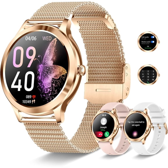Smart Watch for Women, Bluetooth Smartwatch Make/Receive Calls With 24-hour heart rate&sleep monitor, IP68 Waterproof Fitness Tracker Watch for Android iOS, 120+ Sports Modes, 200+ Dials（Silver）