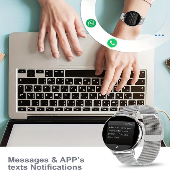 A Smart Watch For Women, Compatible With IPhone And Android Phones, Featuring Health Tracker/message Notifications/assistant/multiple Sports Modes/music Player, A Great Gift For Ladies.