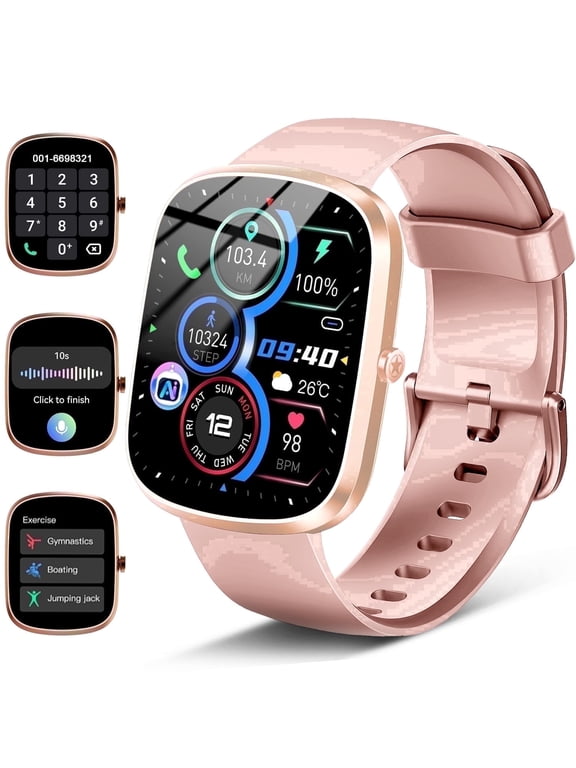 AI Smart Watch for Women Men 1.91" HD Touch Screen with Dual-Mode Smart Bluetooth Call and Voice Assistant 100+ Sport Modes IPX7 Waterproof Fitness Watch for Android/iPhone