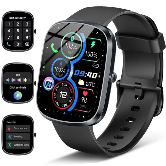 AI Smart Watch for Women Men 1.91" HD Touch Screen with Dual-Mode Smart Bluetooth Call and Voice Assistant 100 Sport Modes IPX7 Waterproof Fitness Watch for Android/iPhone