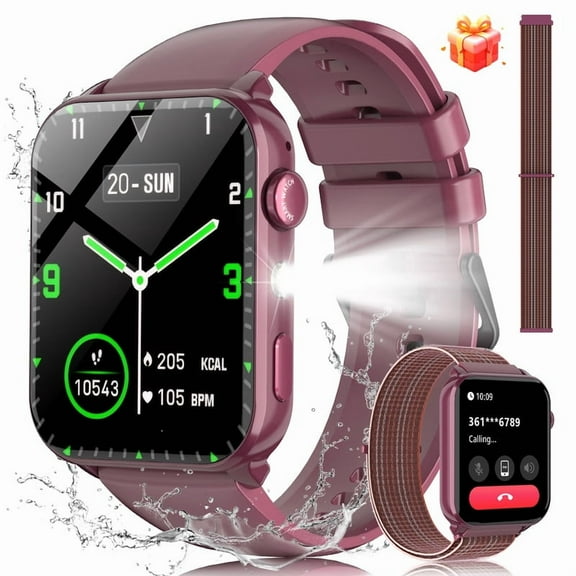 Smart Watch for Women Men,1.91" HD Touchscreen Fitness Tracker,Bluetooth Notifications/Calls, IP68 Waterproof,120+ Sport Modes,Smartwatch Fits for Android iOS (Purple)for Gift