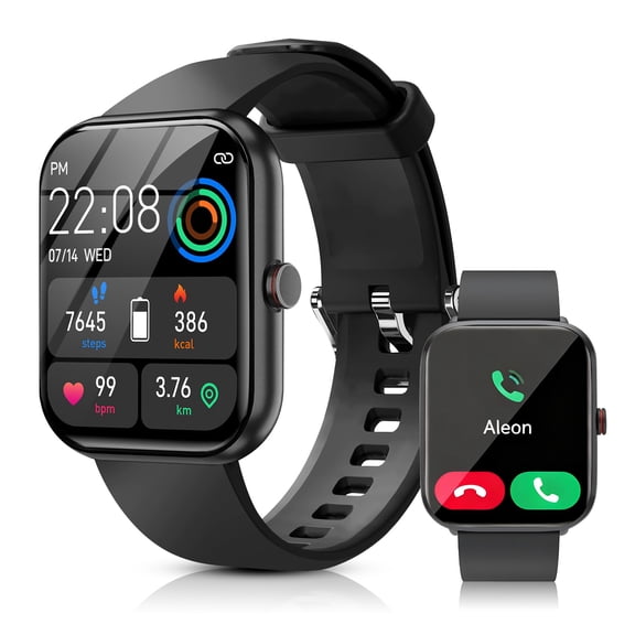 Smart Watch for Women Men, 1.83" Smartwatch (Answer/Make Call) Fits for Android and iOS, Fitness Tracker with 100+ Sport Modes/Message Reminder, IP67 Waterproof Smartwatch for Gift, Black