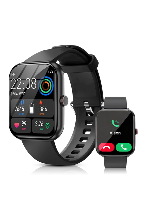 Smart Watch for Women Men, 1.83" Smartwatch (Answer/Make Call) Fits for Android and iOS, Fitness Tracker with 100+ Sport Modes/Message Reminder, IP67 Waterproof Smartwatch for Gift, Black