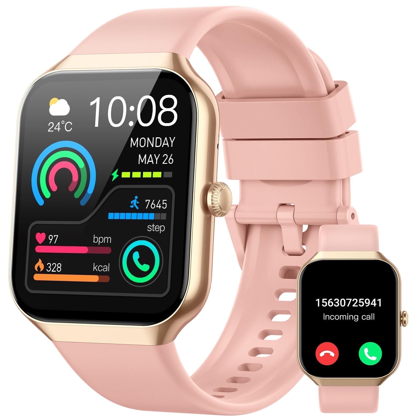 Smartwatch For Women With AMOLED Display — 1.96 Inch Screen, 100+ Sport Modes, IP68 Waterproof, Call Function, IOS & Android Compatible 3 thumbnail image