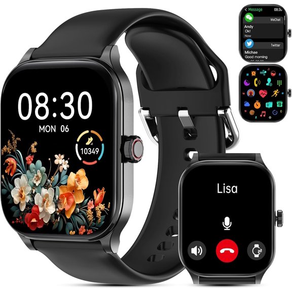 Smart Watch for Women Men(Answer/Make Call), Smartwatches with Heart Rate/SpO2/Sleep/Stress Monitor, IP68 Waterproof Activity Tracker for Android iPhone, 100+ Sports Fitness Watches (Black, 2.01“)