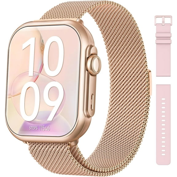 Smart Watch for Women Men Fitness: Smart Watch for iPhone&Android Bluetooth Call with SpO2 Sleep Heart Rate Monitor,IP68,Fitness Tracker with 120+Sport,Reloj Intente 30 Day+Battery Life, 2 Bands