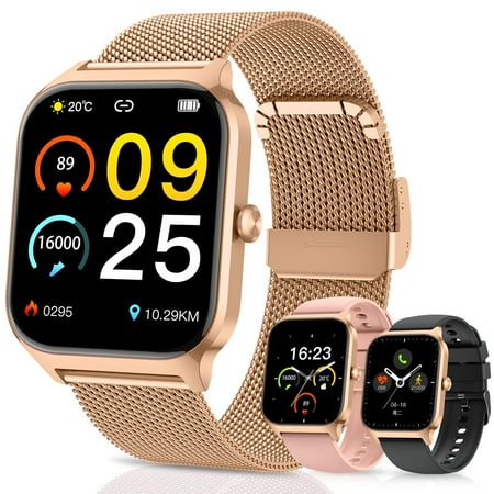 Smart Watch for Women Men Fitness Tracker: 1.83 Inch Bluetooth Call Smartwatch with Sleep Monitor Watches Compatible with Android Ios 100+ Sport Mode Steps Counter 3 Bracelets Waterproof Ip67