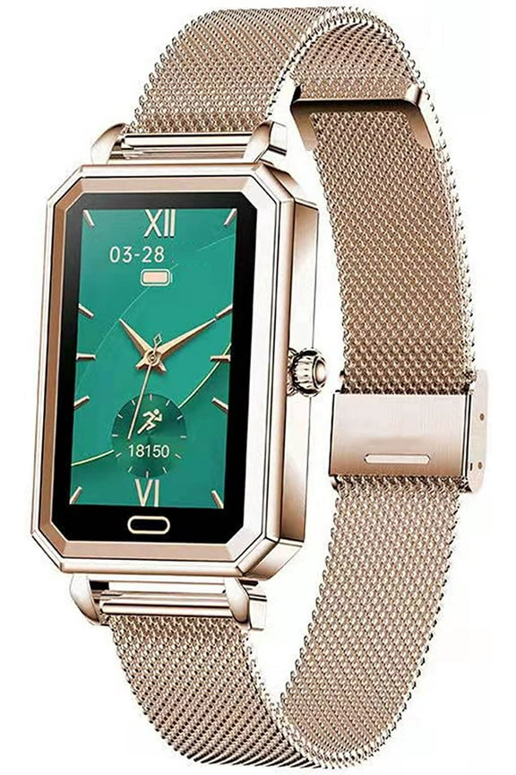 Smart Watch for Women Smartwatch for Android iOS Phones with 1.1'' Screen,Distance, Weather,Pedometer, IP68 Waterproof Fitness Tracker Multiple Sports Modes,Gold