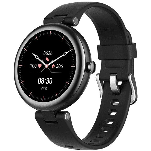 Smart Watch for Women Waterproof Black, Small, Round Women's Watch Compatible with iPhone Android Phones Fitness Tracker Watch with Heart Rate Monitor Pedometer Sleep Tracker