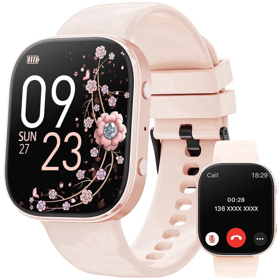Smart Watch fits for Android and iPhone Devices, Smartwatch for Women Men 1.88" HD Fitness Tracker with 100+ Sports Mode, Bluetooth Call, IP68 Waterproof for Gift Pink
