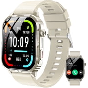 Posrue H5 Smart Watch with Bluetooth Call, IP68 Waterproof Fitness Tracker for Women and Men, Beige