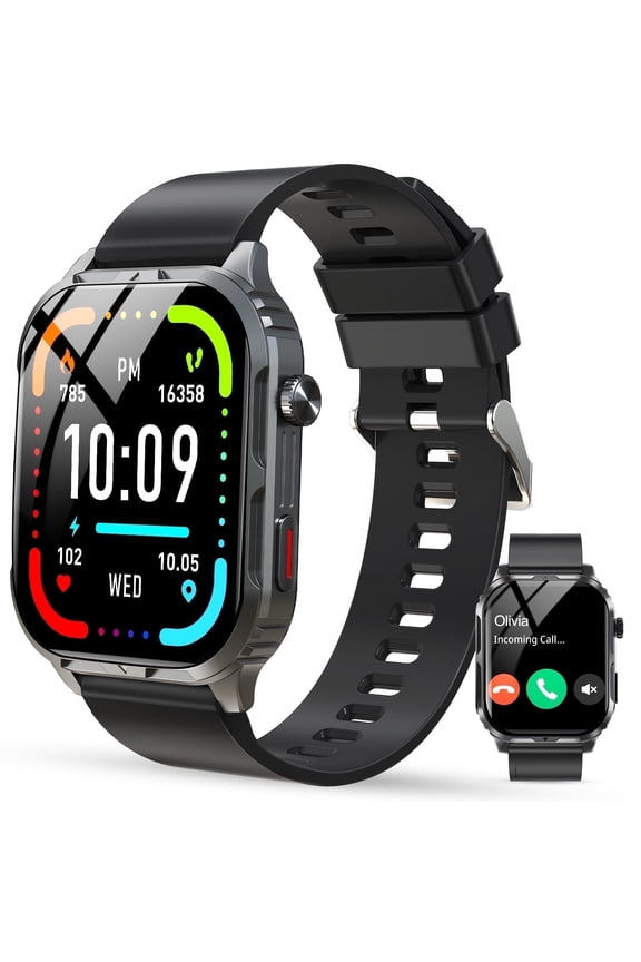 H5 Smart Watch with Bluetooth Call, IP68 Waterproof Fitness Tracker for Women and Men, Black