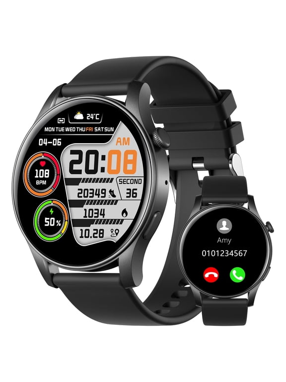 Smart Watch for Android and iPhone, TIGRADE Answer/Make Call Smartwatch for Men Women Waterproof, 100+ Sport Modes, Fitness Activity Tracker, Black