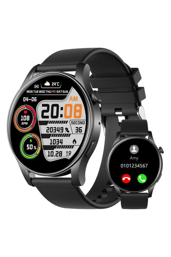 Smart Watch for Android and iPhone, TIGRADE Answer/Make Call Smartwatch for Men Women Waterproof, 100+ Sport Modes, Fitness Activity Tracker, Black