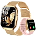 thumbnail image 1 of Tikland Smart Watch for Women 1.96'' Fitness Tracker Gold Smart Watches for Women Digital Watches 120 Sports Mode Make/Answer Call Waterproof Running Smartwatch Fits for Android iPhone 2 Straps, 1 of 7