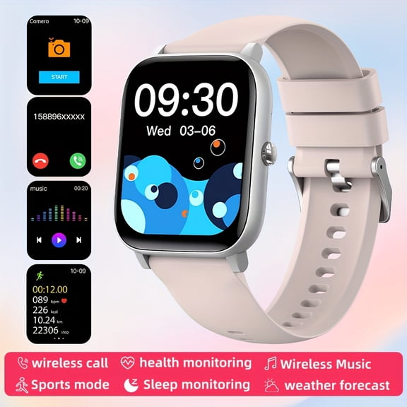 Smart Watch for Android iPhone - 1.85" HD Display, Call Answering, Fitness Tracker, Pedometer, USB Rechargeable, Sports Modes, Pink/Black