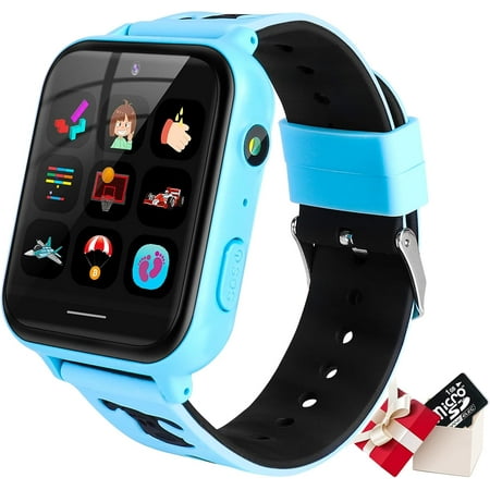 Smart Watch for Kids, 1.54'' Touch Screen Smartwatch with SOS Call Camera Learning Games, Smart Phone Watch for Children Boys Girls 3-12(Blue)