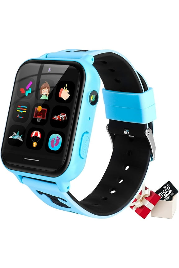 Smart Watch for Kids, 1.54'' Touch Screen Smartwatch with SOS Call Camera Learning Games, Smart Phone Watch for Children Boys Girls 3-12（Blue）