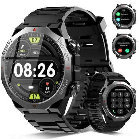 Smartwatch for Men, 1.39'' with Bluetooth Answer Make Calls/120+ Sport Mode/30-Day Standby, Rugged Smartwatch fits for Android and iPhone Devices Black