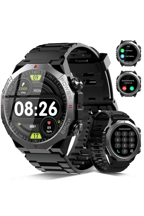 Smartwatch for Men, 1.39'' with Bluetooth Answer Make Calls/120+ Sport Mode/30-Day Standby, Rugged Smartwatch fits for Android and iPhone Devices Black