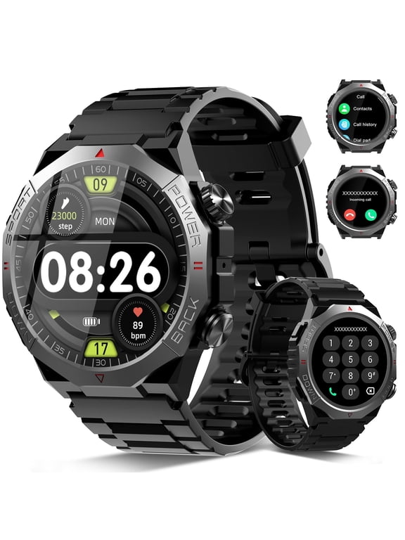 Smartwatch for Men, 1.39'' with Bluetooth Answer Make Calls/120+ Sport Mode/30-Day Standby, Rugged Smartwatch fits for Android and iPhone Devices Black