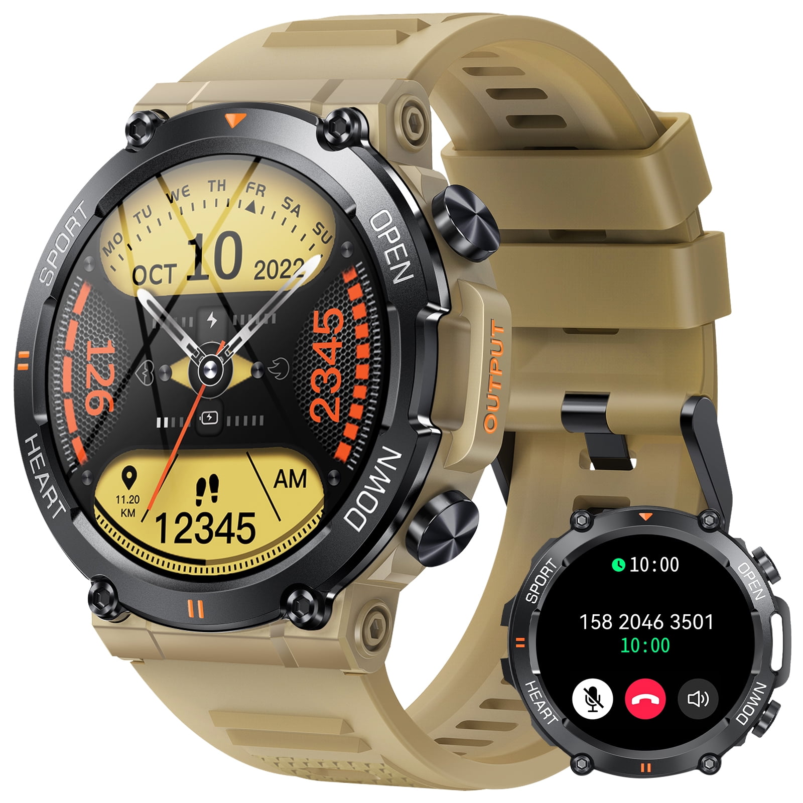 Smart Watch for Men (Answer/Make Calls) 1.39" HD Big Screen Fitness Tracker Smartwatch Compatible with Android iPhone Samsung