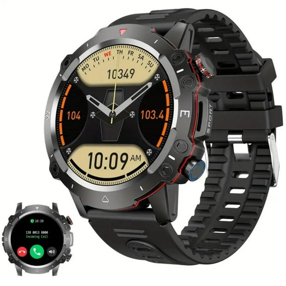 Smart Watch for Men Women, 1.53" Rugged Fitness Tracker for Android iPhone (Answer/Make Call), Black